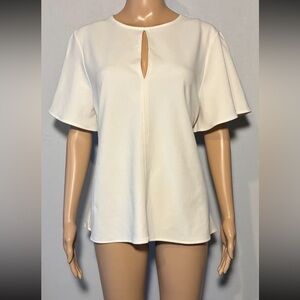 Express Women's Blouse Size M Flutter Sleeve Pullover Tie-Strap Tunic Key-Hole